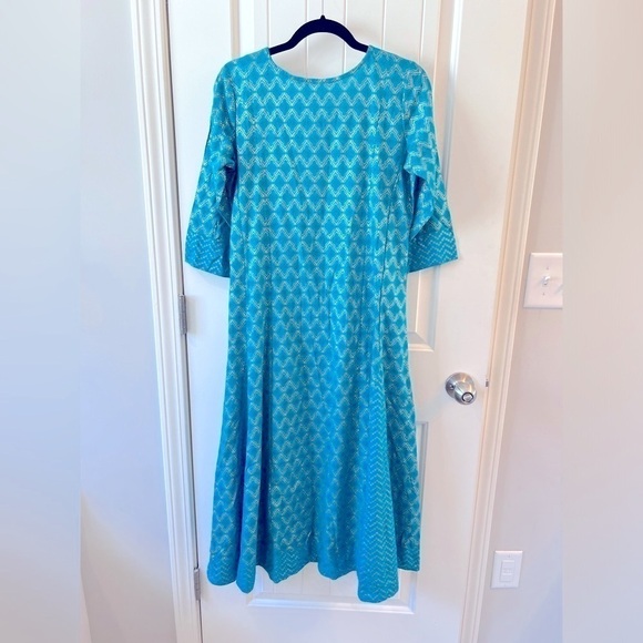 AVAASA Turquoise Kurta with Yoke Embroidery Rayon Ethnic Pakistan Indian Sz S - Picture 2 of 10